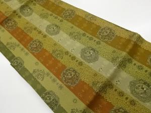 縞に華文・花鳥模様織出し名古屋帯